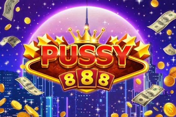 Pussy888 logo with casino winnings